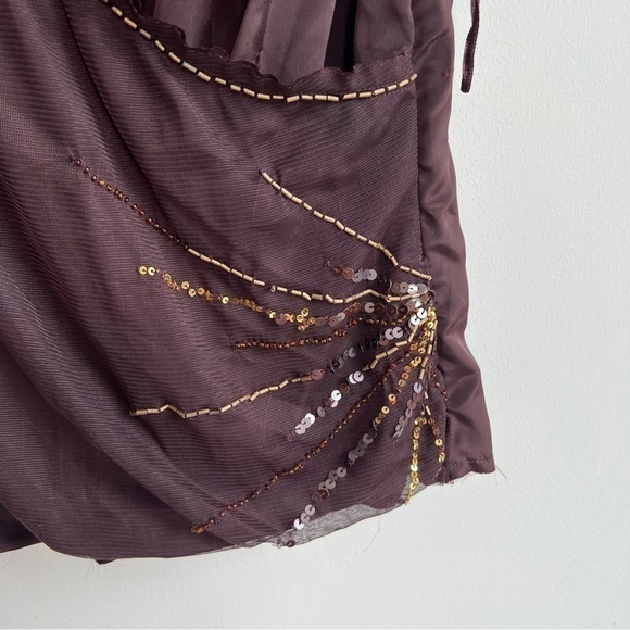 π DAVID BITTON | NWT Maroon Vintage Raw Edge Beaded Sleeveless Blouse - Picture 2 of 5